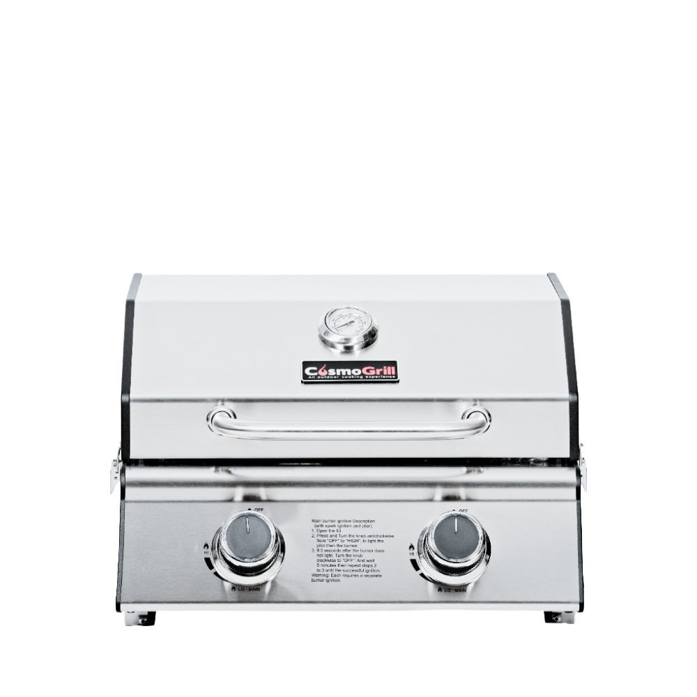 Barbecue a gas compatto in acciaio inox a 2 fuochi