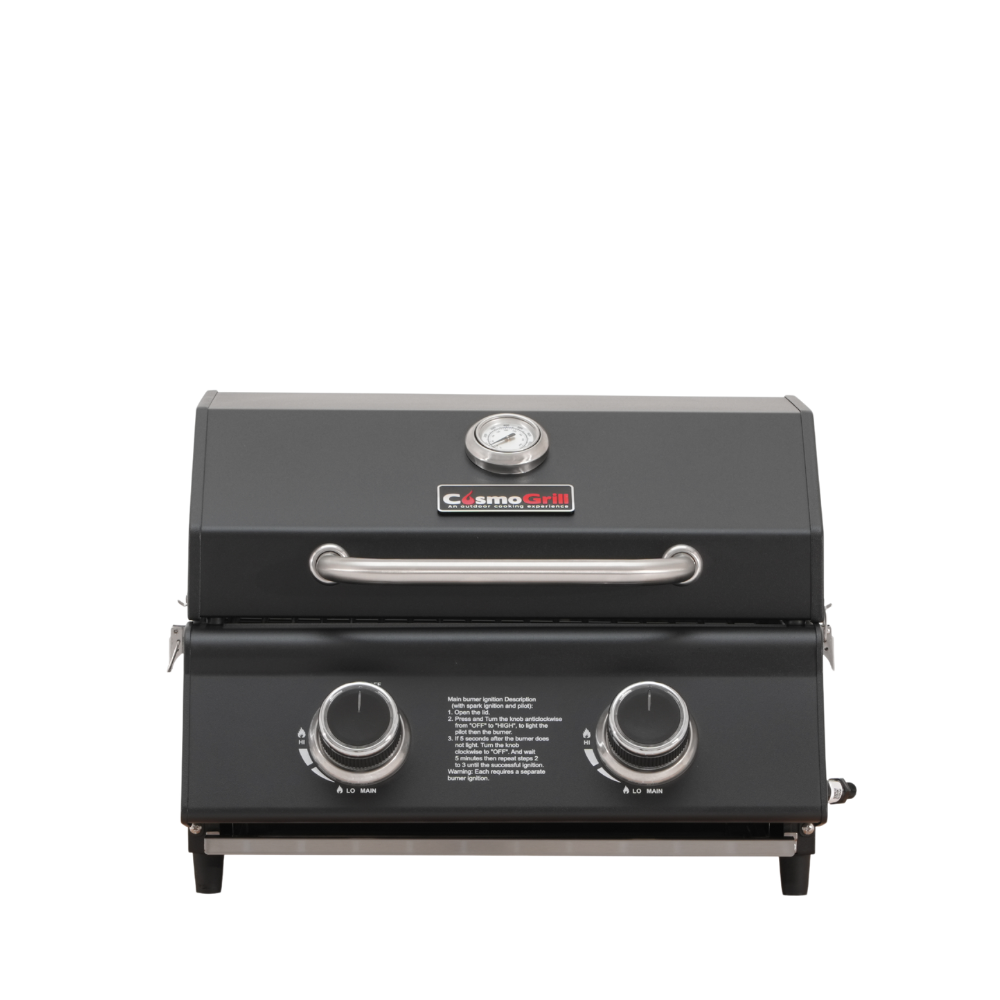Barbecue a gas compatto in acciaio inox a 2 fuochi