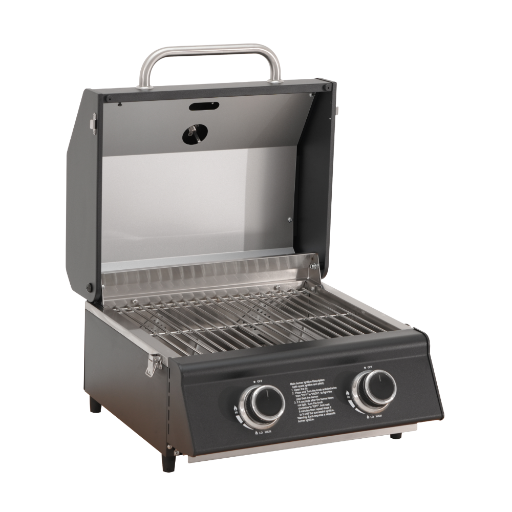Barbecue a gas compatto in acciaio inox a 2 fuochi