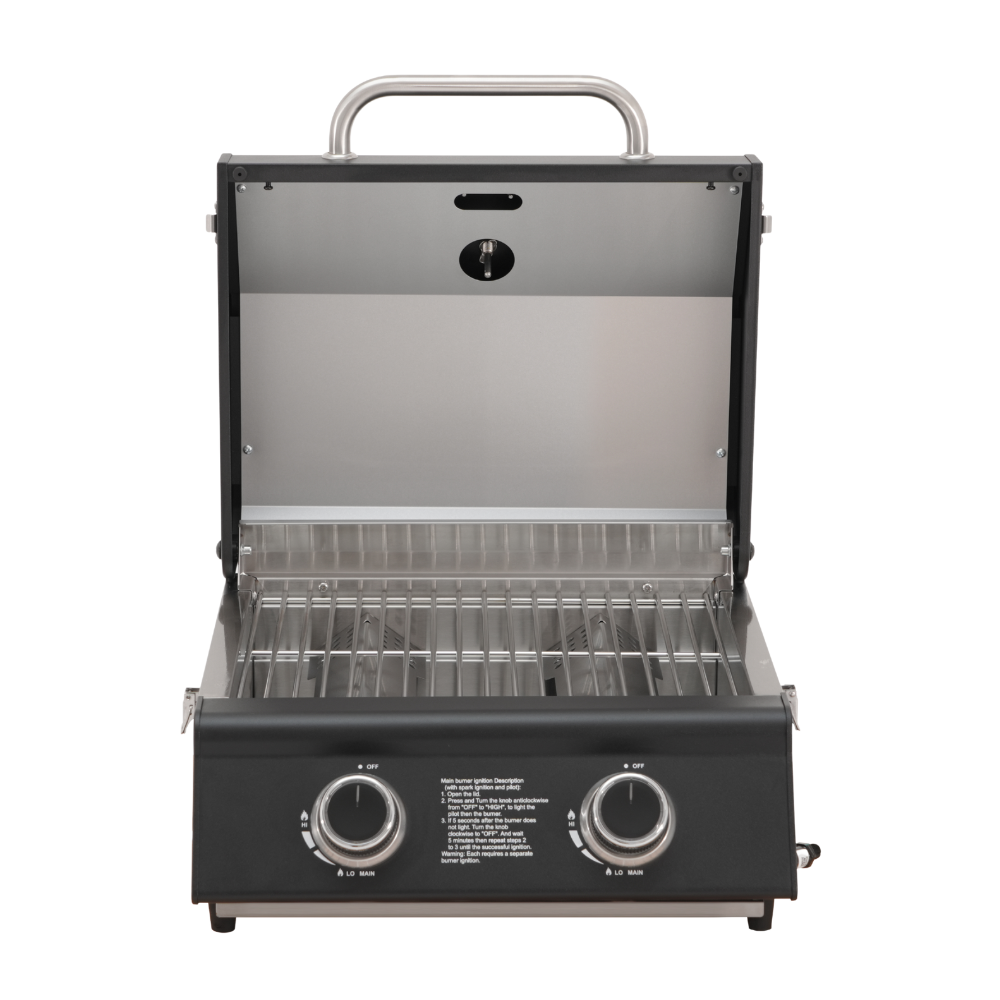 Barbecue a gas compatto in acciaio inox a 2 fuochi