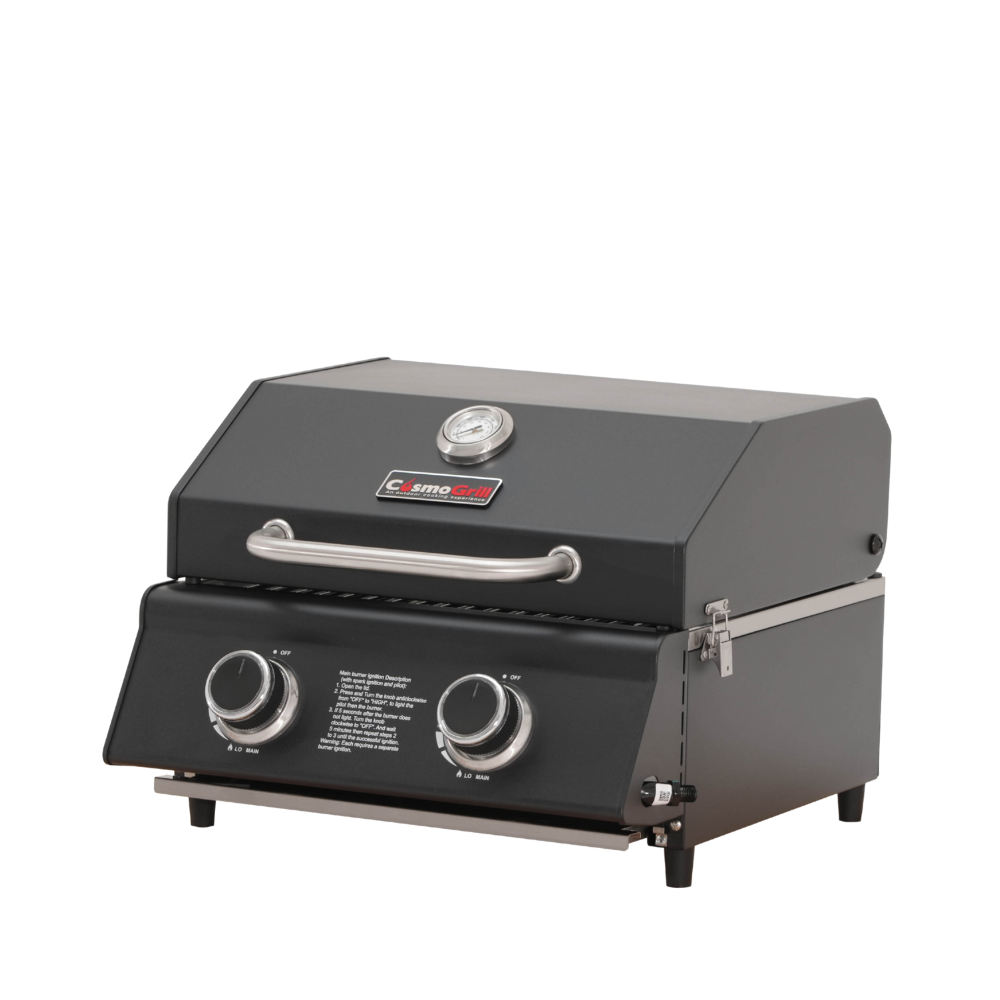 Barbecue a gas compatto in acciaio inox a 2 fuochi