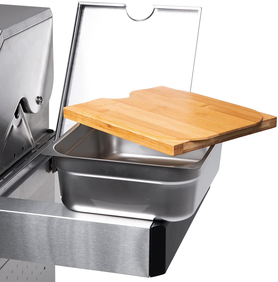 Side Table with Bamboo Cutting Board and Storage - CosmoGrill