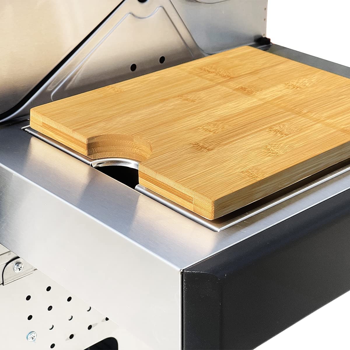Side Table with Bamboo Cutting Board and Storage - CosmoGrill