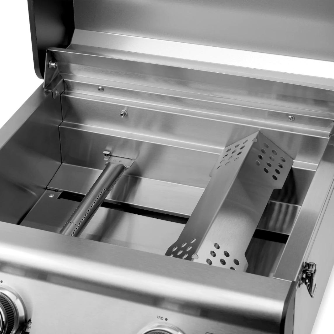 Barbecue a gas compatto in acciaio inox a 2 fuochi