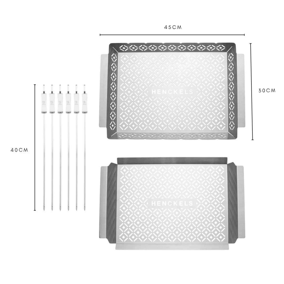 Stainless Steel BBQ Skewer Set with Grill Basket (HENCKELS)