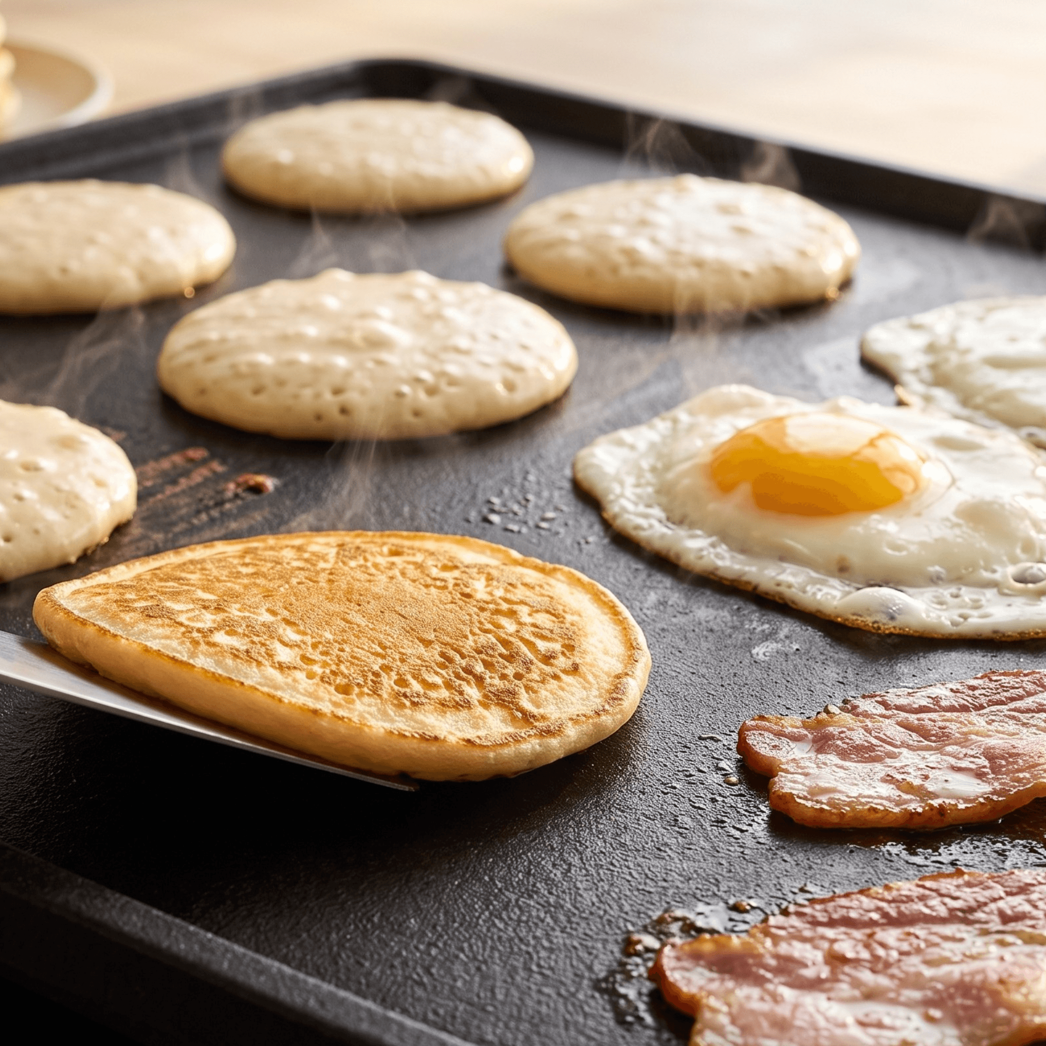 Cast Iron Hot Plate for Pancakes, Eggs and Bacon at Breakfast