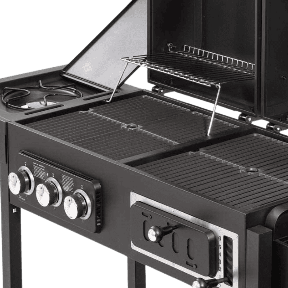 CosmoGrill Hybrid BBQ with Charcoal and Gas Grilling Space