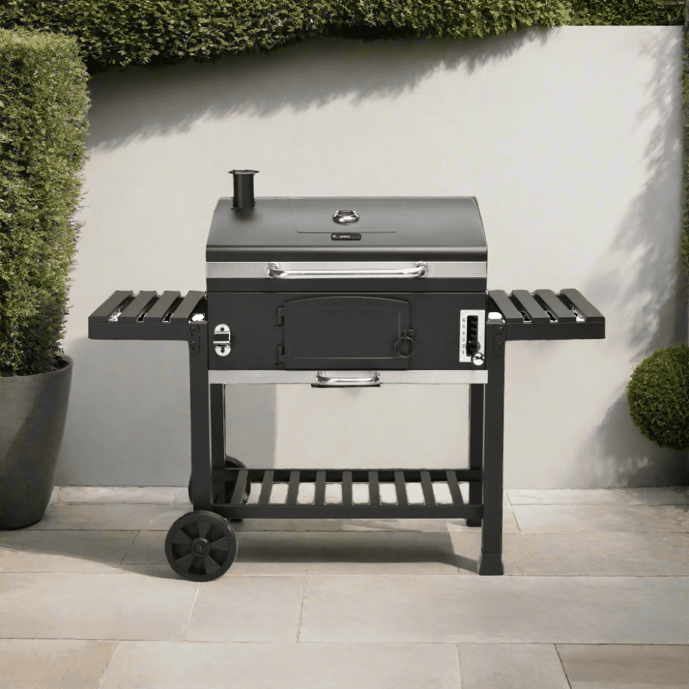 Cosmo Grill XXL Outdoor Smoker Charcoal BBQ with Side Table and Large Grilling Area for Families