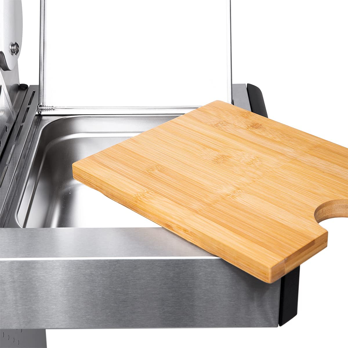 Side Table with Bamboo Cutting Board and Storage - CosmoGrill