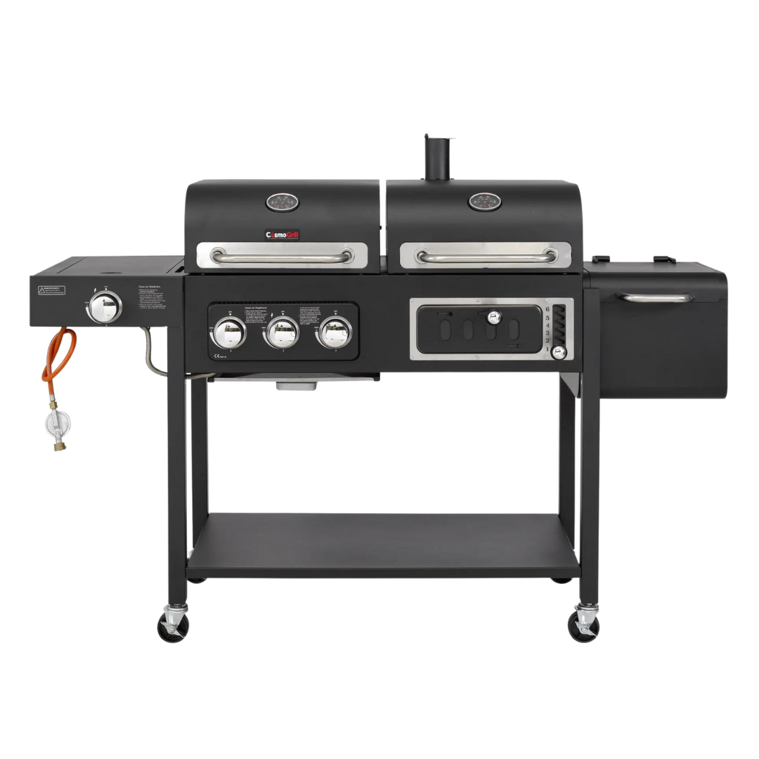 Front facing image of CosmoGrill DUO Dual Fuel Gas and Charcoal Barbecue